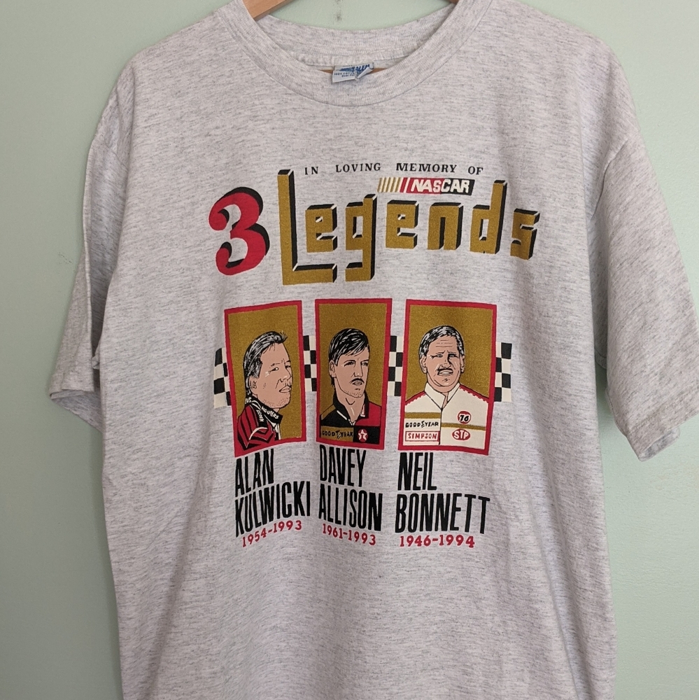 Vintage 1990s 3 Legends Memorial Nascar tee